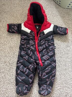 Spyder Kids Black & Red Logo Quilted One-Piece Footie